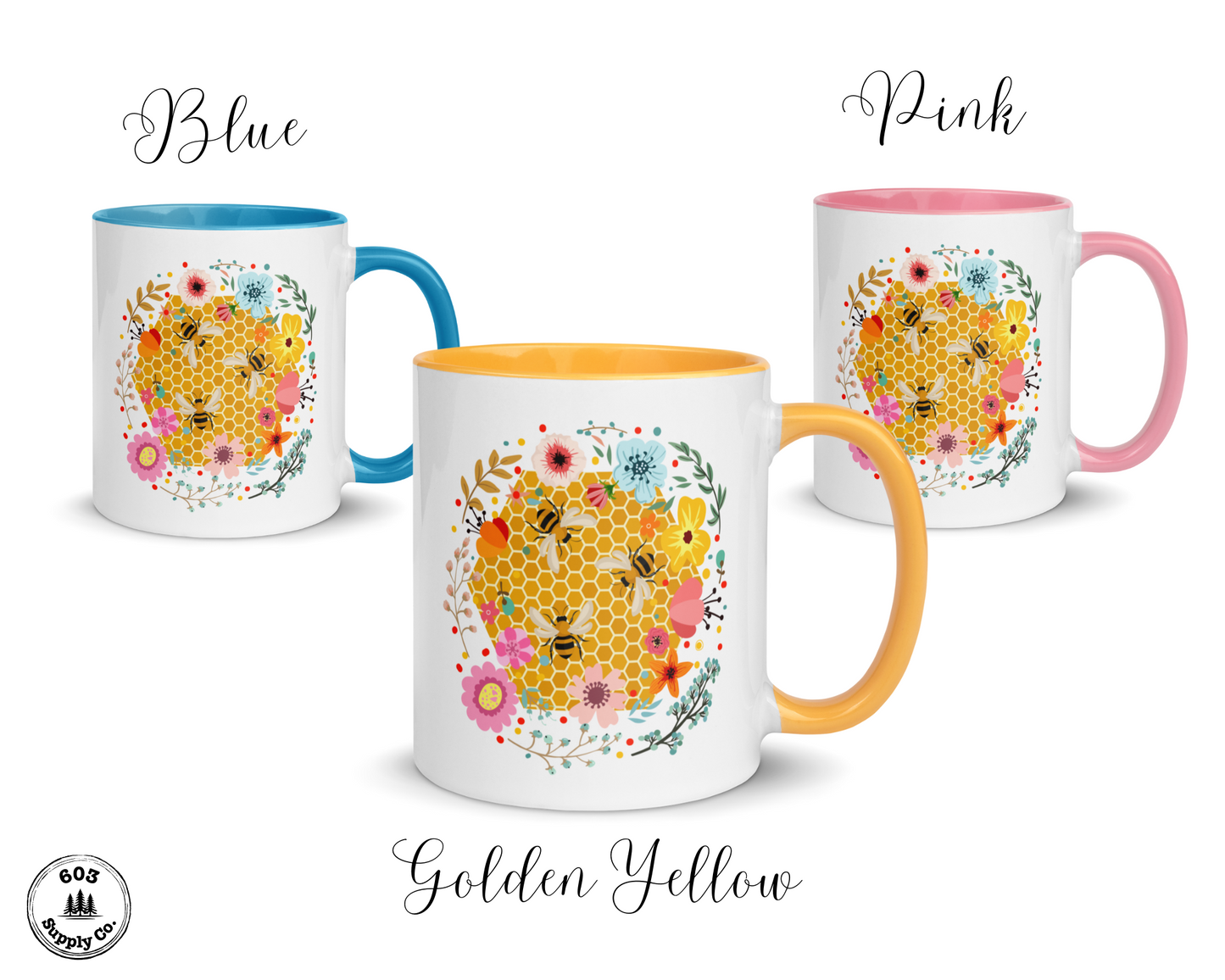 Hum of the Hive White Glossy Mug