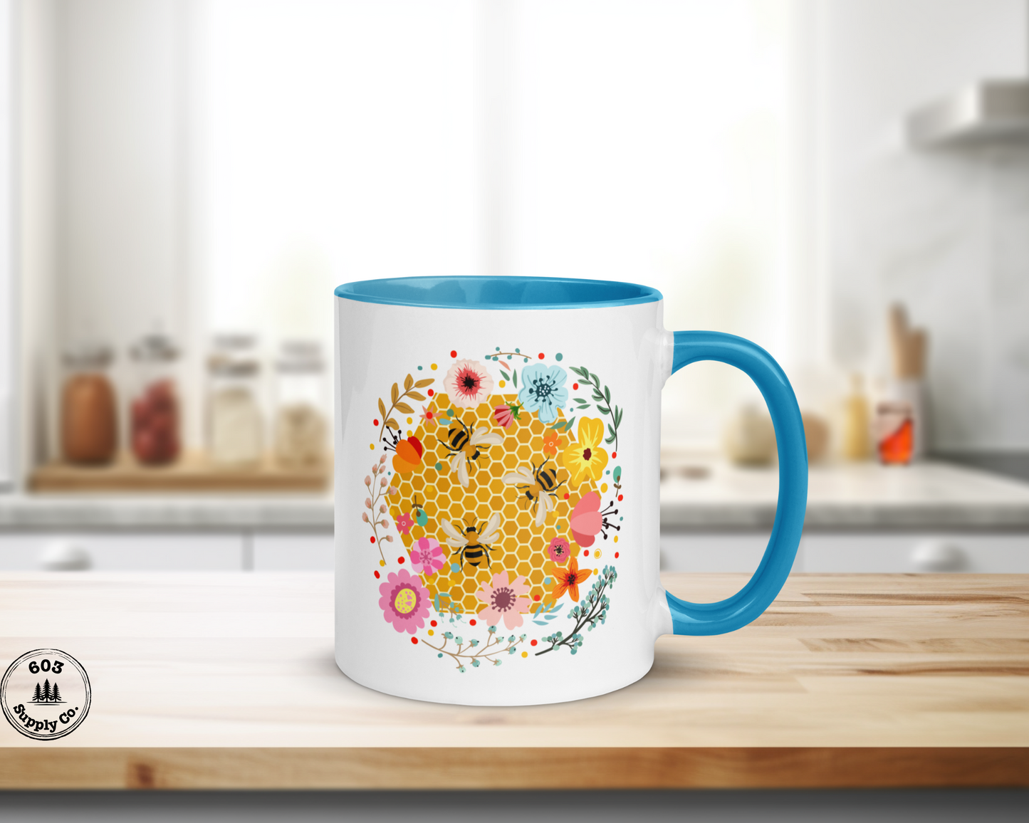 Hum of the Hive White Glossy Mug