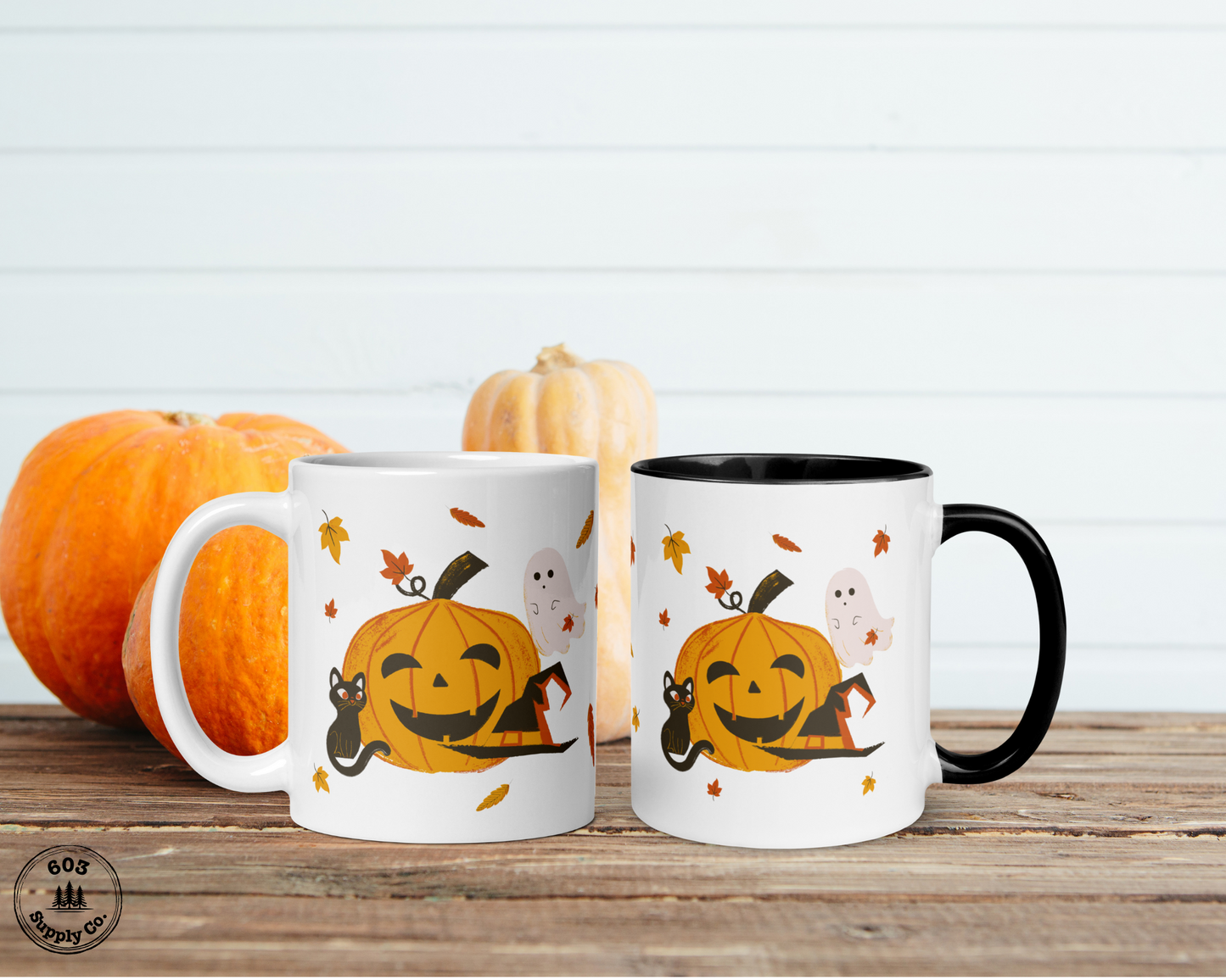 Vintage Halloween Haunt White Glossy Mug