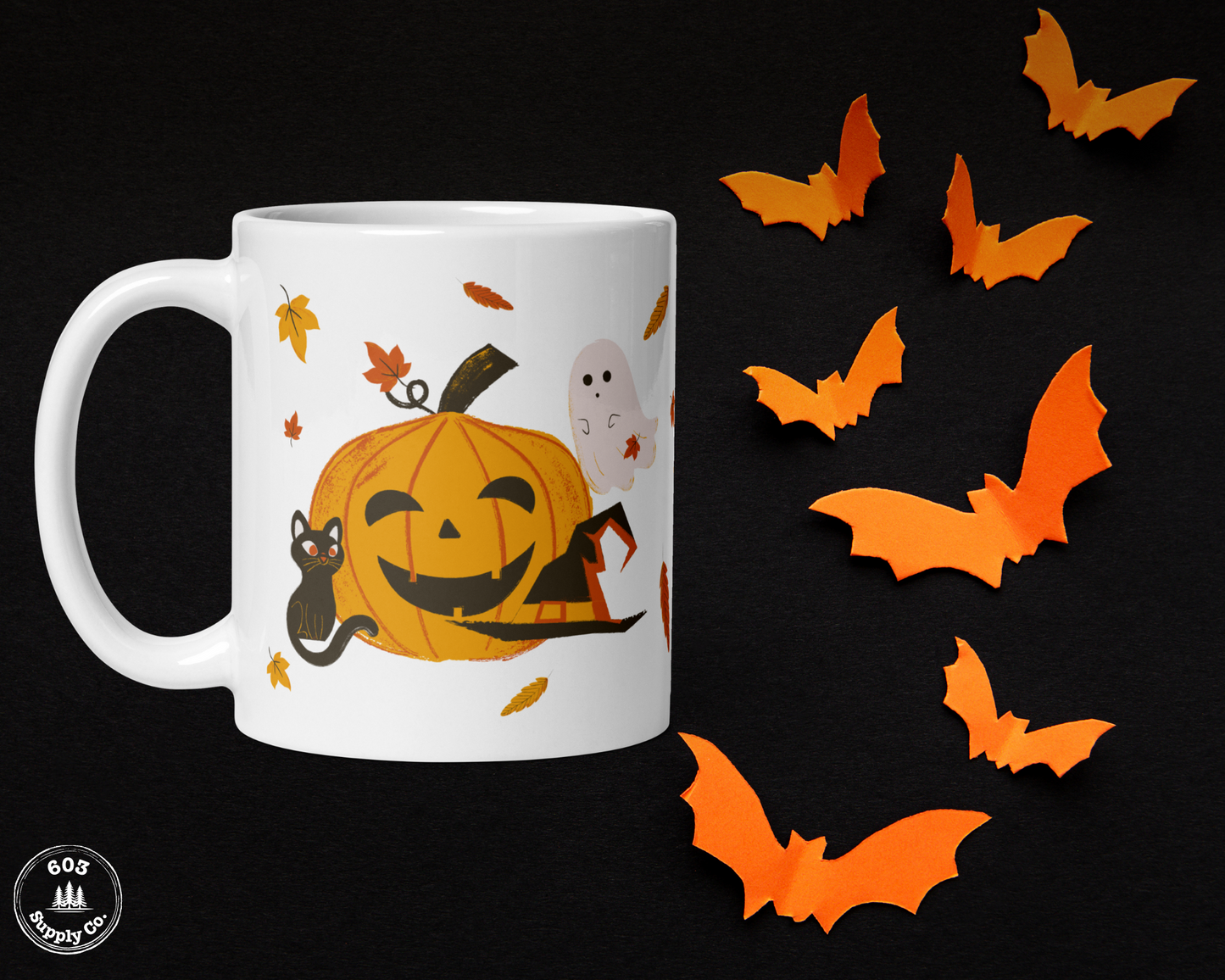 Vintage Halloween Haunt White Glossy Mug