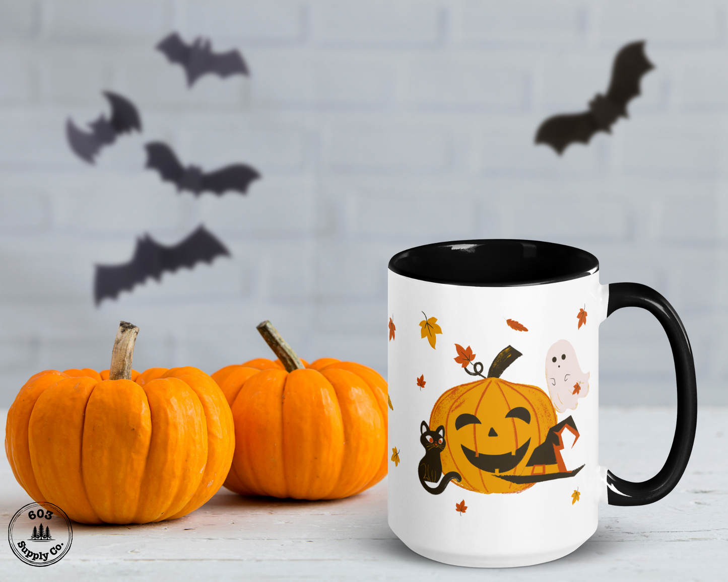 Vintage Halloween Haunt White Glossy Mug