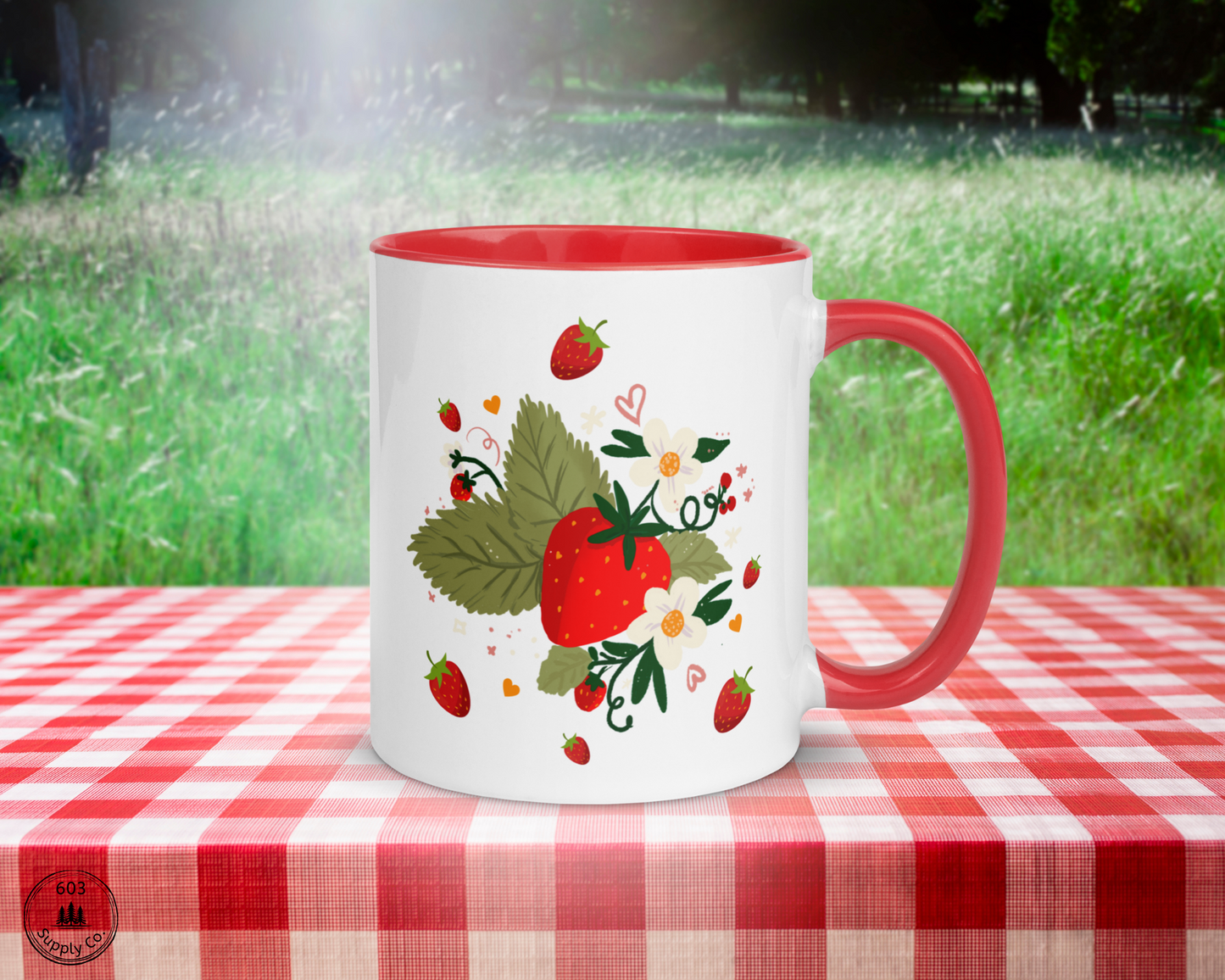 Strawberry Fields White Glossy Mug