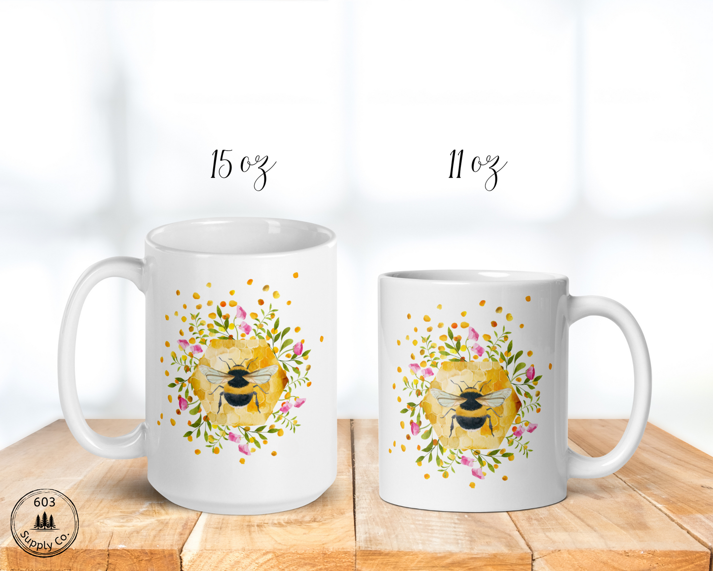 Bumble Bee White Glossy Mug