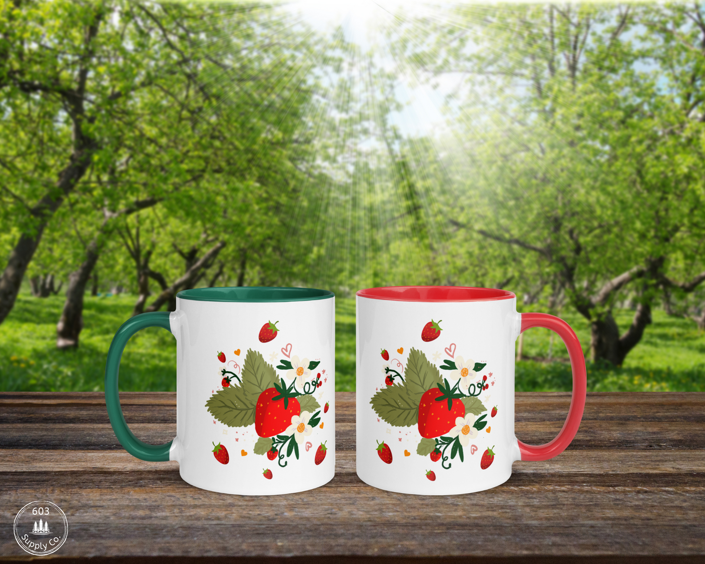 Strawberry Fields White Glossy Mug