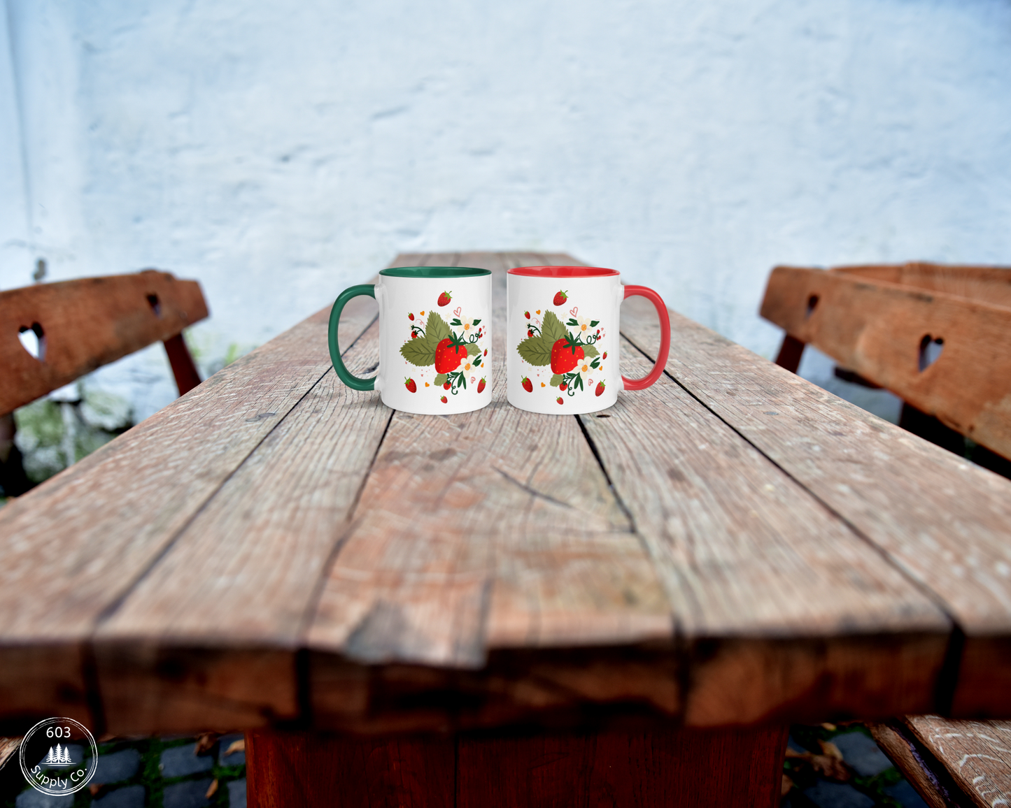 Strawberry Fields White Glossy Mug