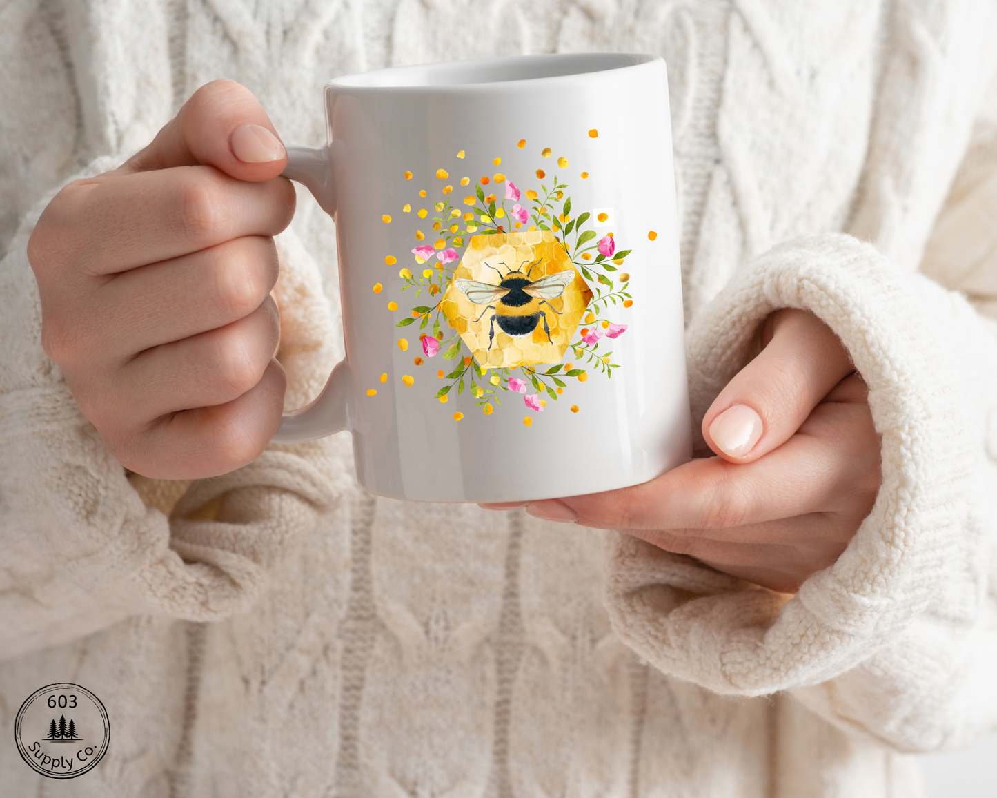 Bumble Bee White Glossy Mug