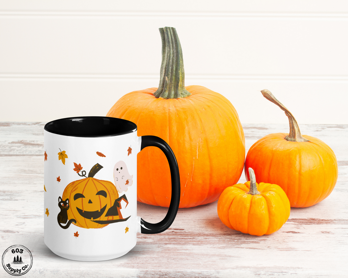 Vintage Halloween Haunt White Glossy Mug