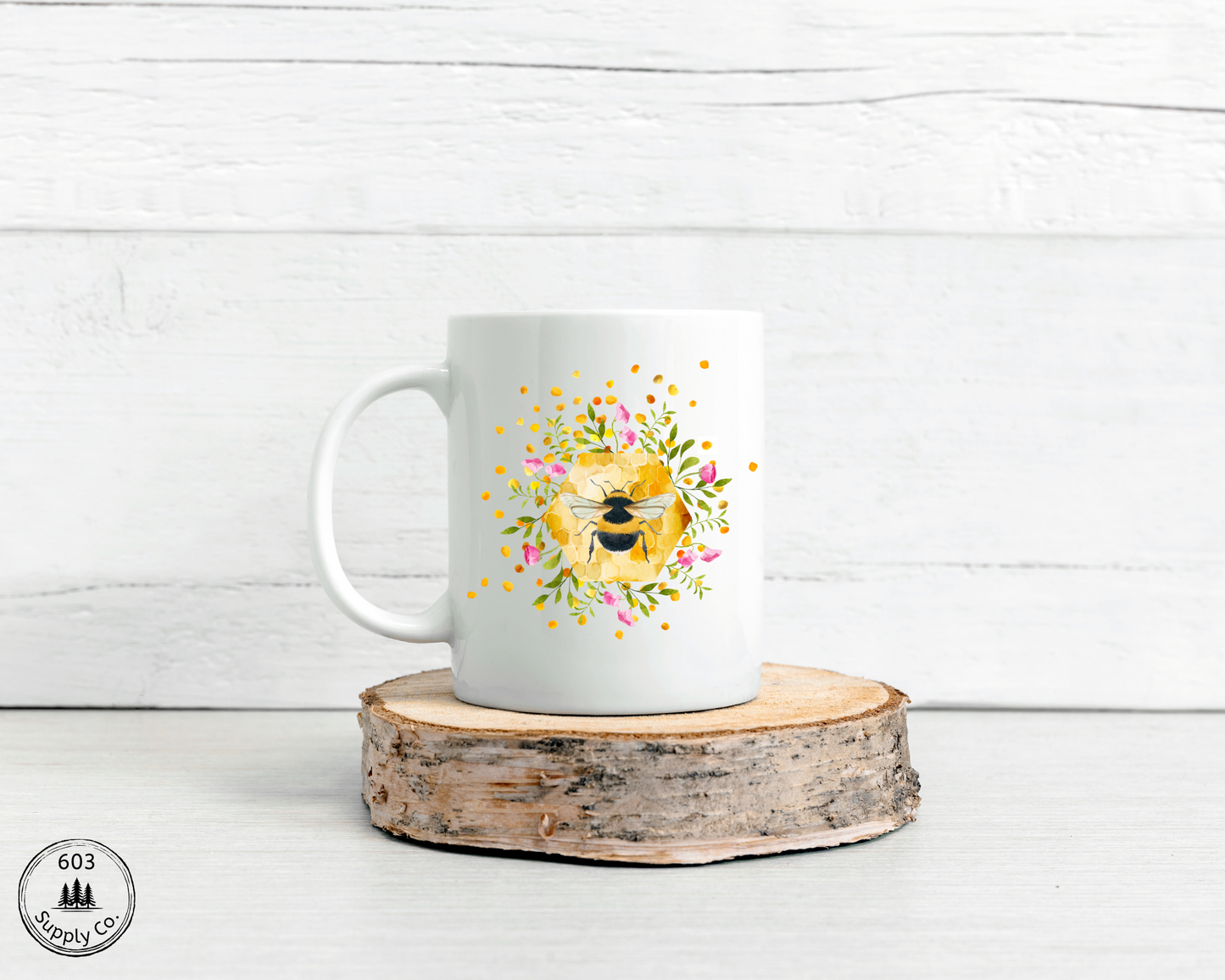 Bumble Bee White Glossy Mug