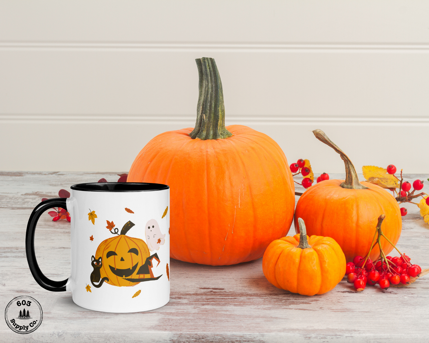 Vintage Halloween Haunt White Glossy Mug