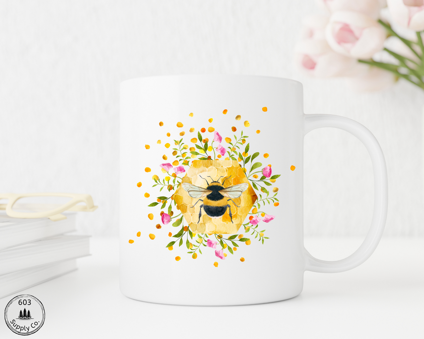 Bumble Bee White Glossy Mug