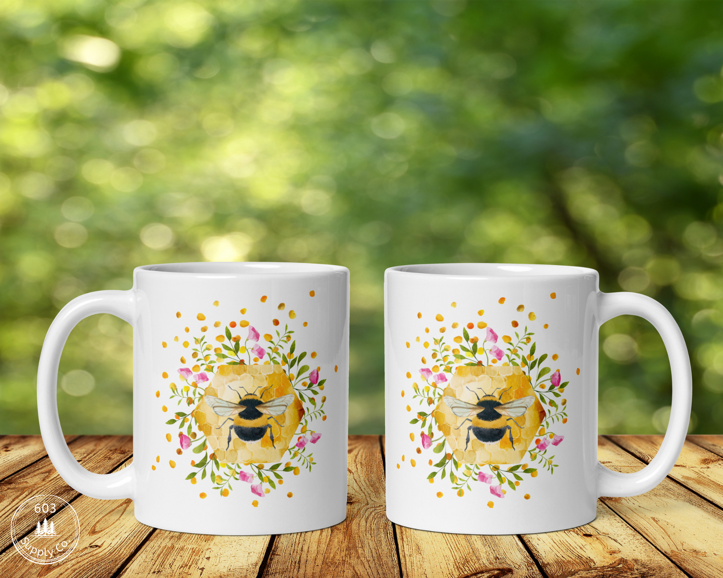 Bumble Bee White Glossy Mug