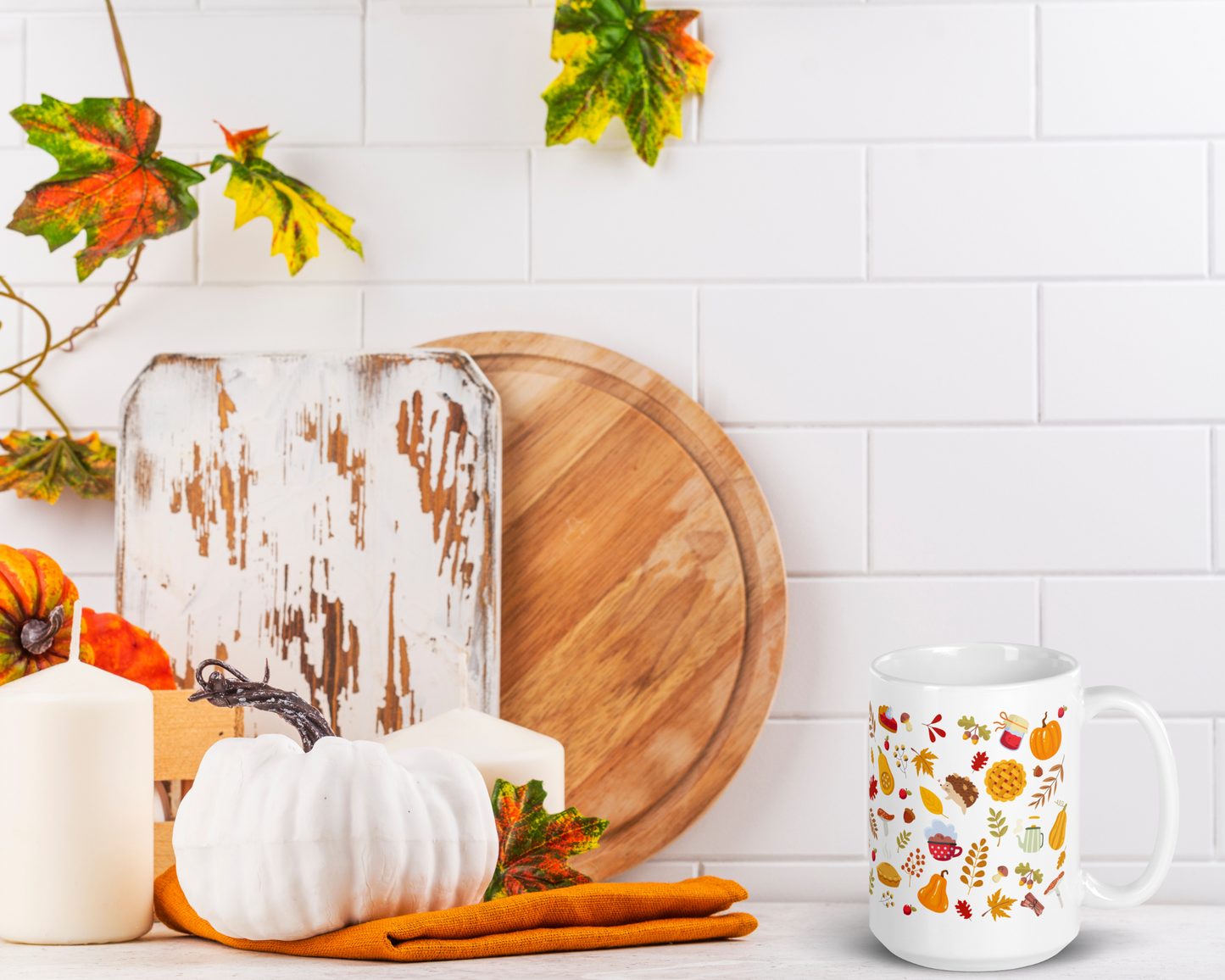 Cozy Autumn White Glossy Mug