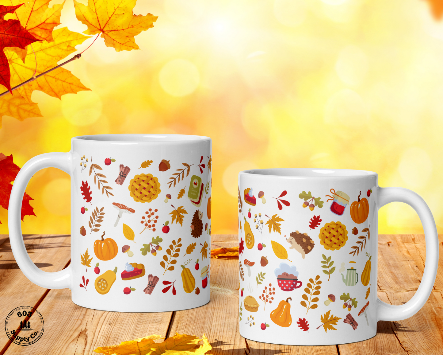 Cozy Autumn White Glossy Mug