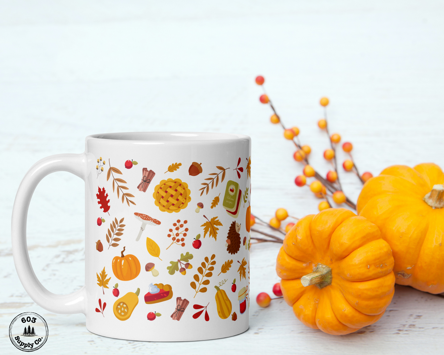 Cozy Autumn White Glossy Mug