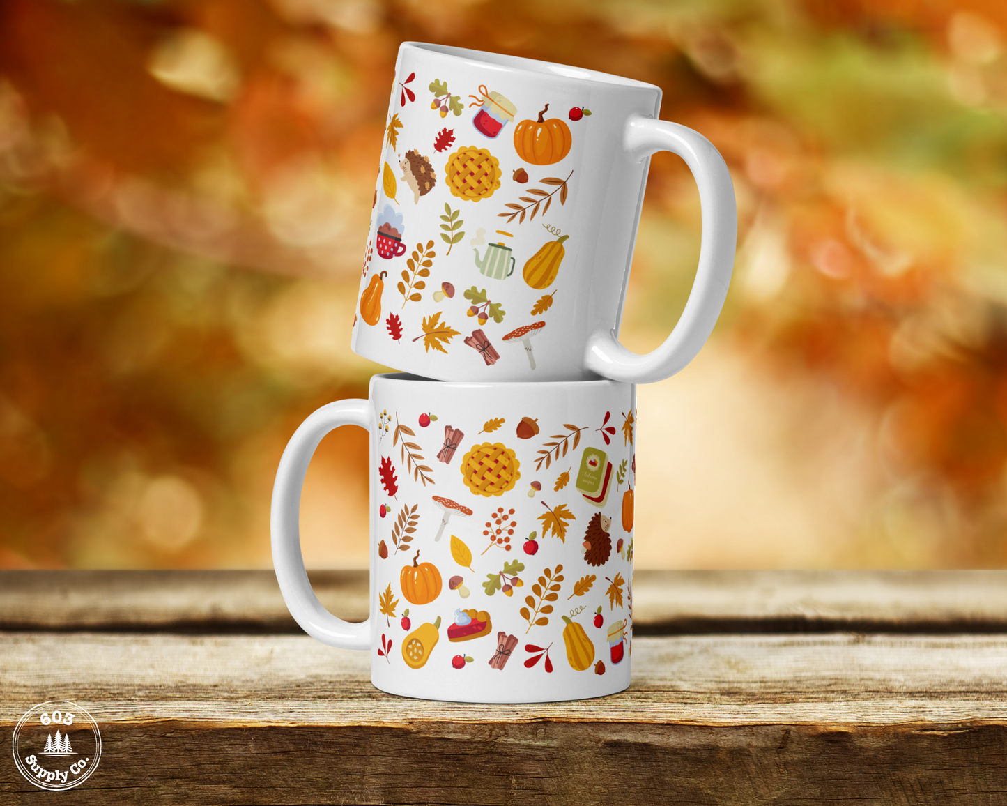 Cozy Autumn White Glossy Mug