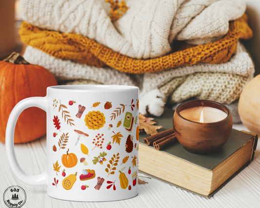 Cozy Autumn White Glossy Mug