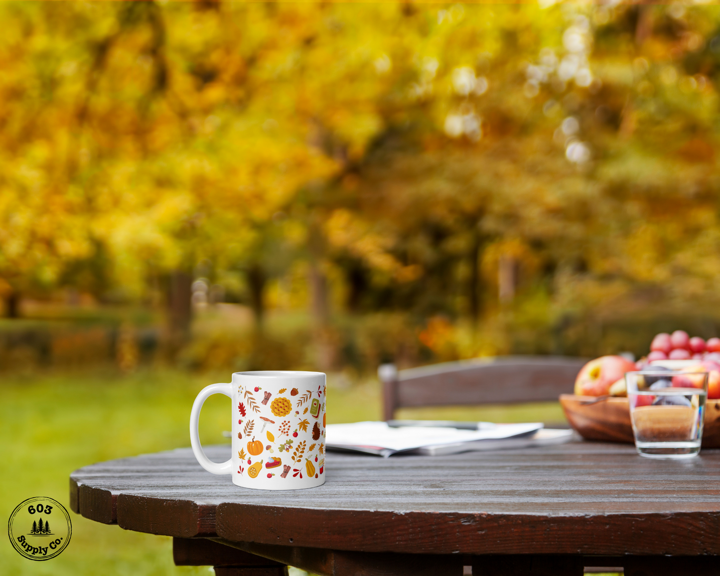 Cozy Autumn White Glossy Mug