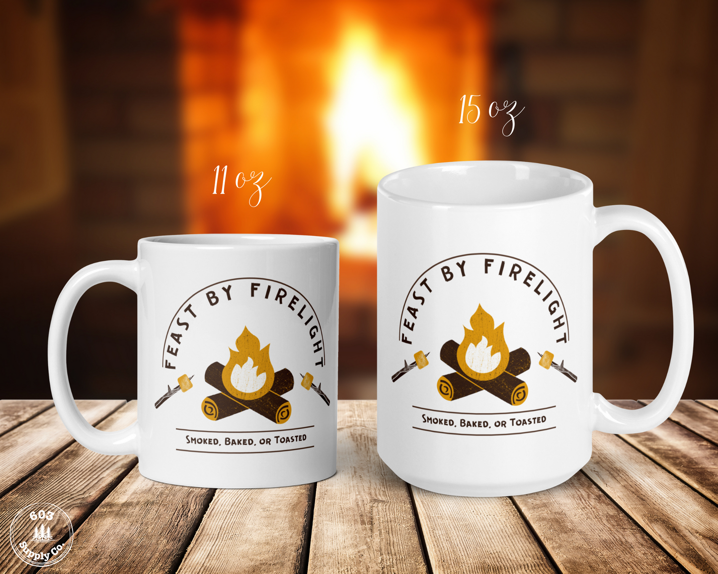 Feast by Firelight White Glossy Mug