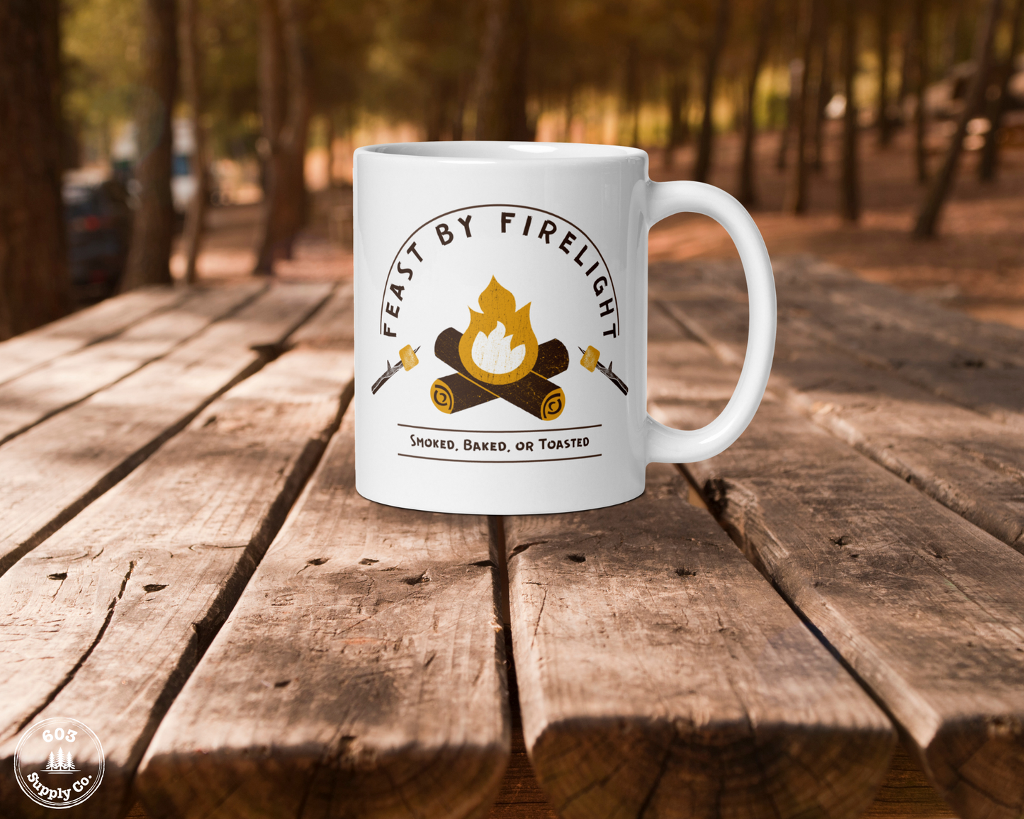 Feast by Firelight White Glossy Mug