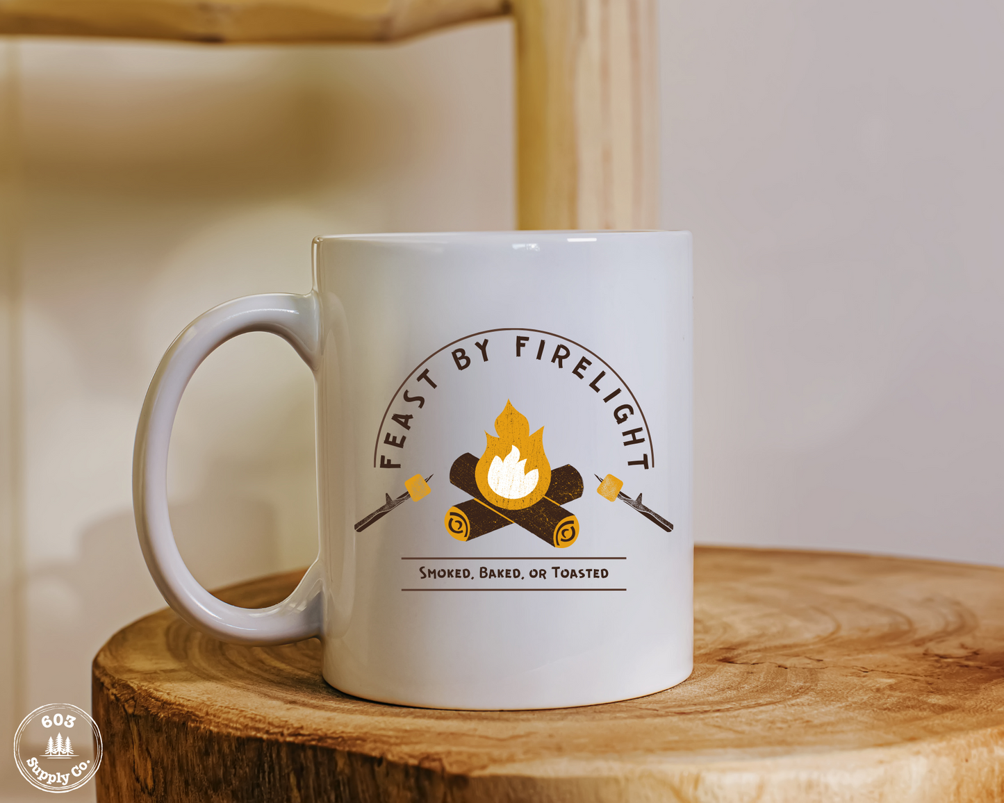 Feast by Firelight White Glossy Mug