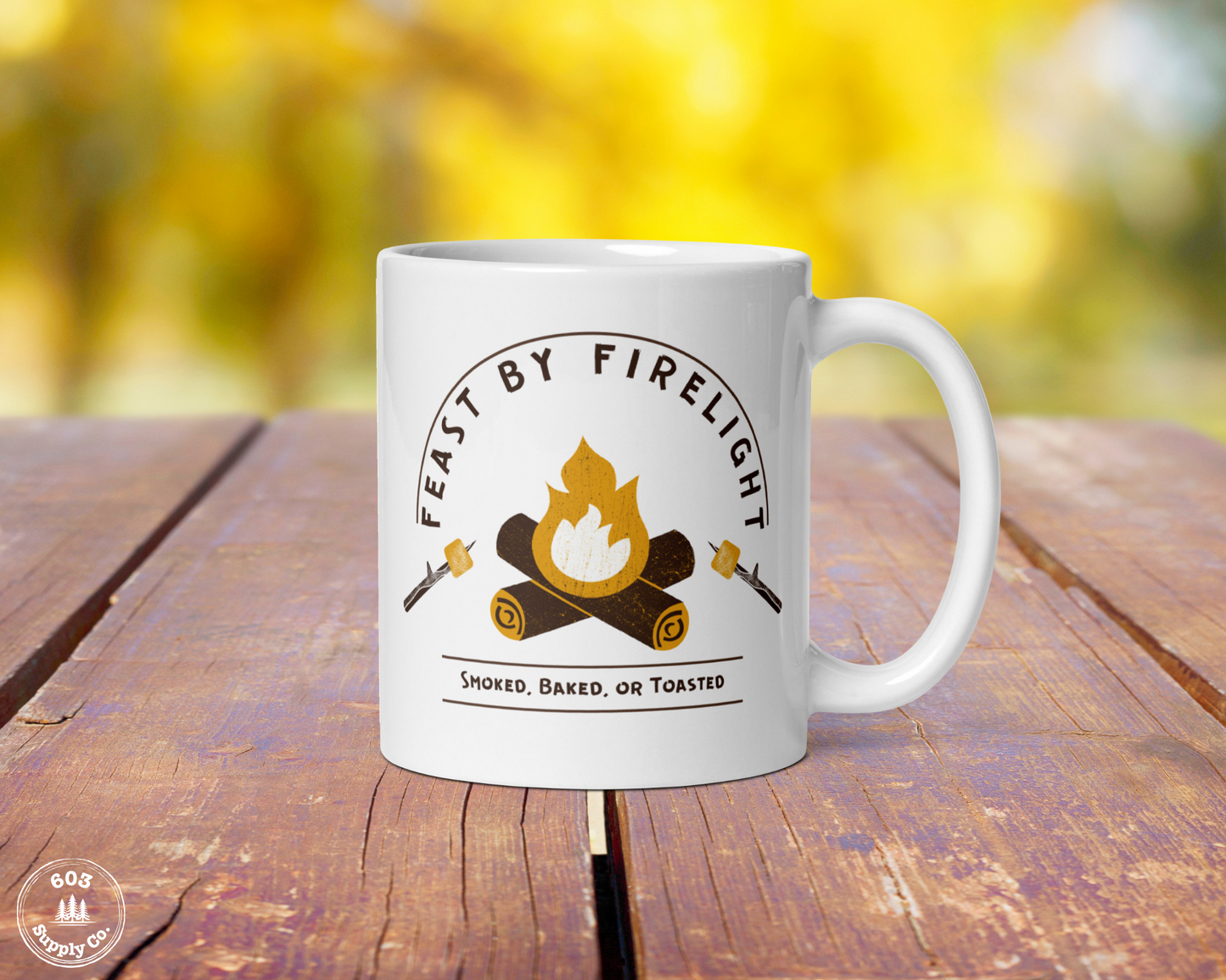 Feast by Firelight White Glossy Mug