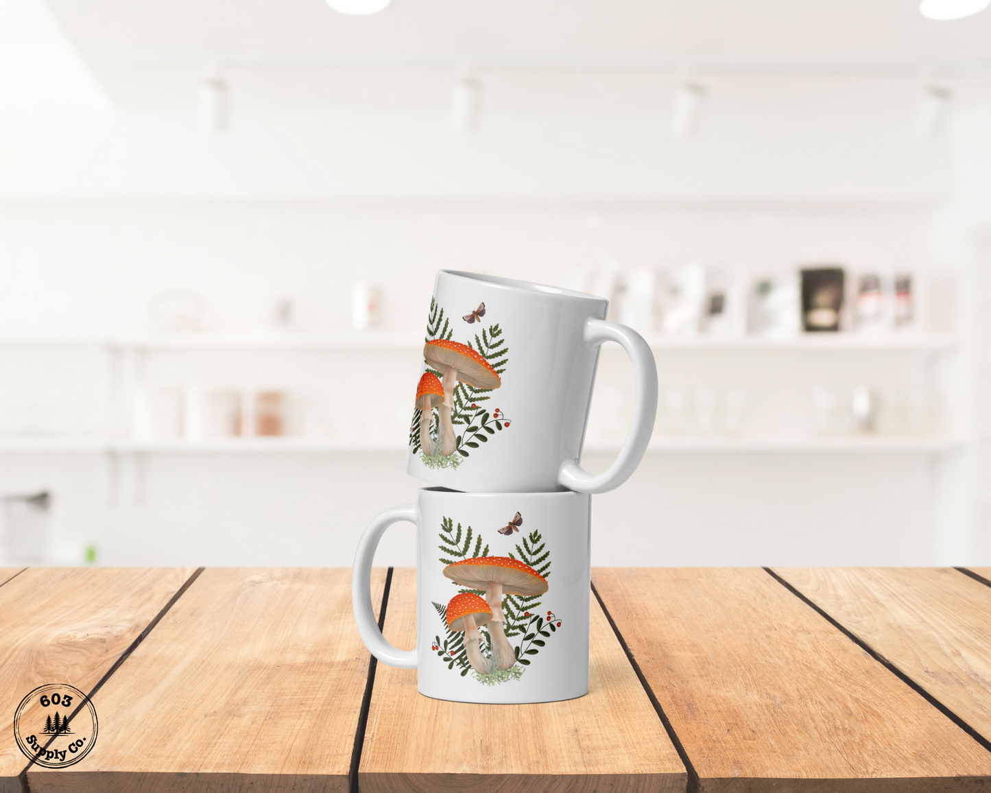 Fly Agaric Mushroom White Glossy Mug