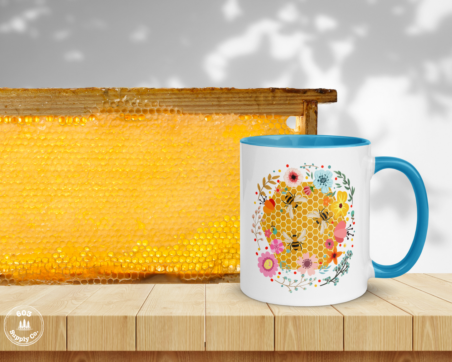 Hum of the Hive White Glossy Mug