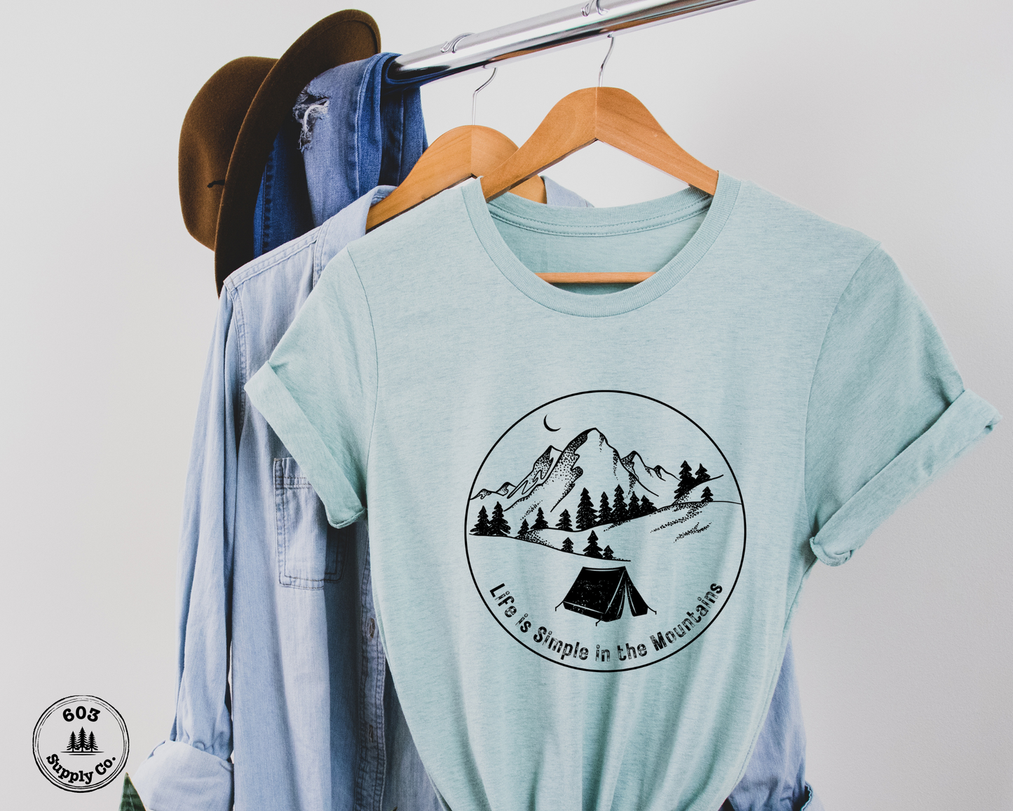 Life is Simple in the Mountains (Dark Graphic) - Unisex t-shirt