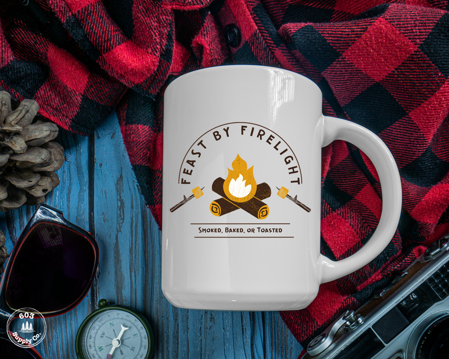 Feast by Firelight White Glossy Mug