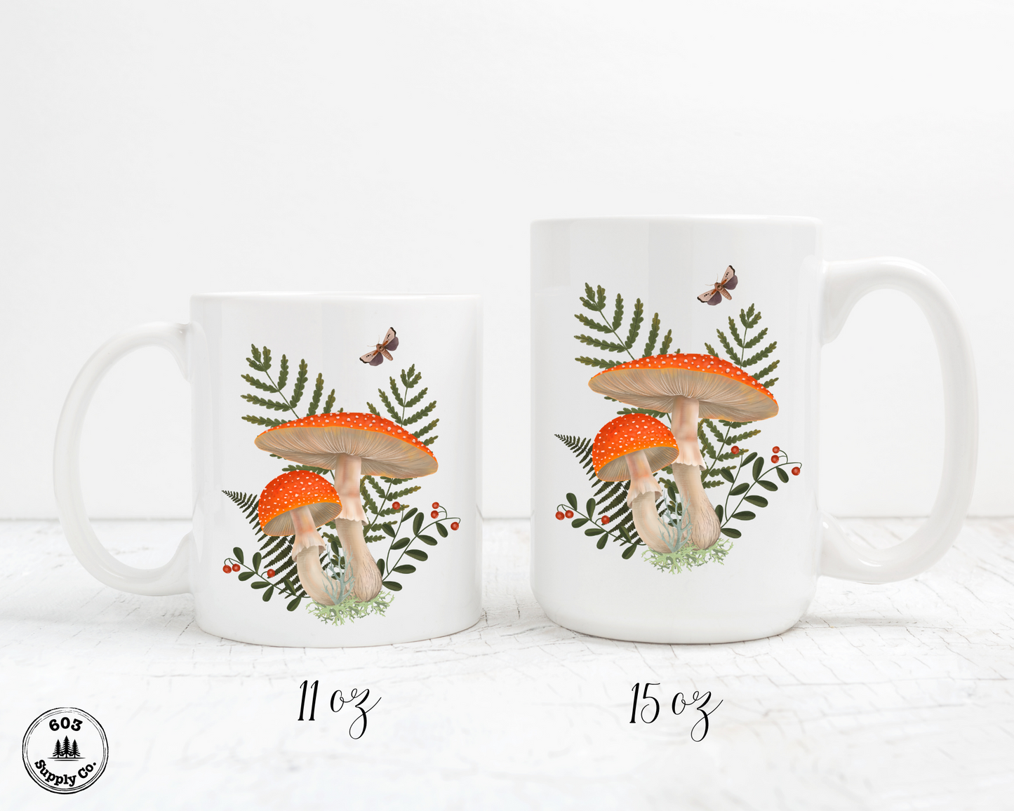 Fly Agaric Mushroom White Glossy Mug