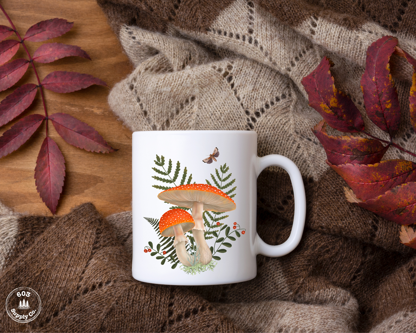 Fly Agaric Mushroom White Glossy Mug