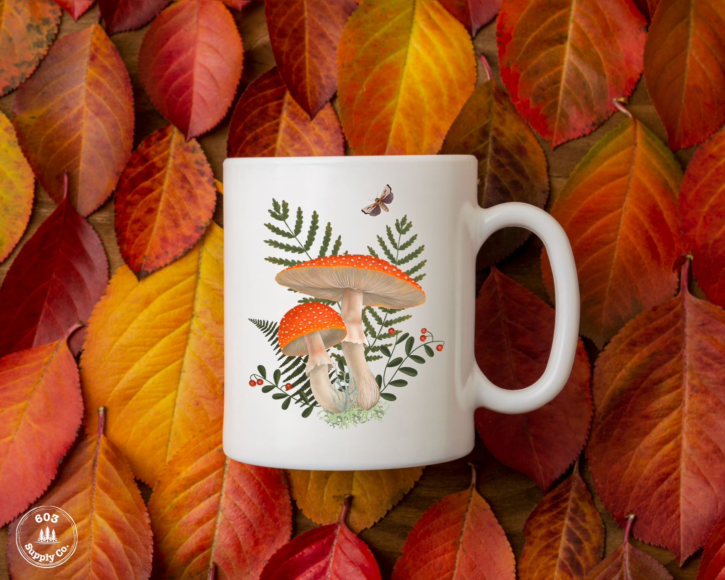 Fly Agaric Mushroom White Glossy Mug