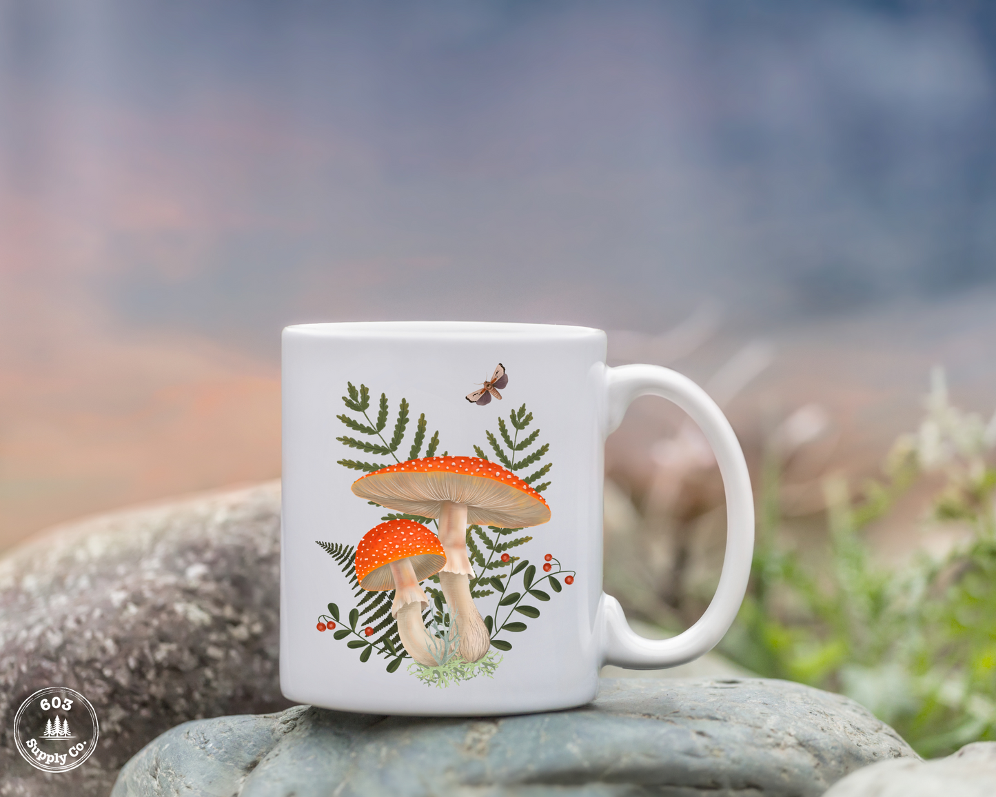 Fly Agaric Mushroom White Glossy Mug