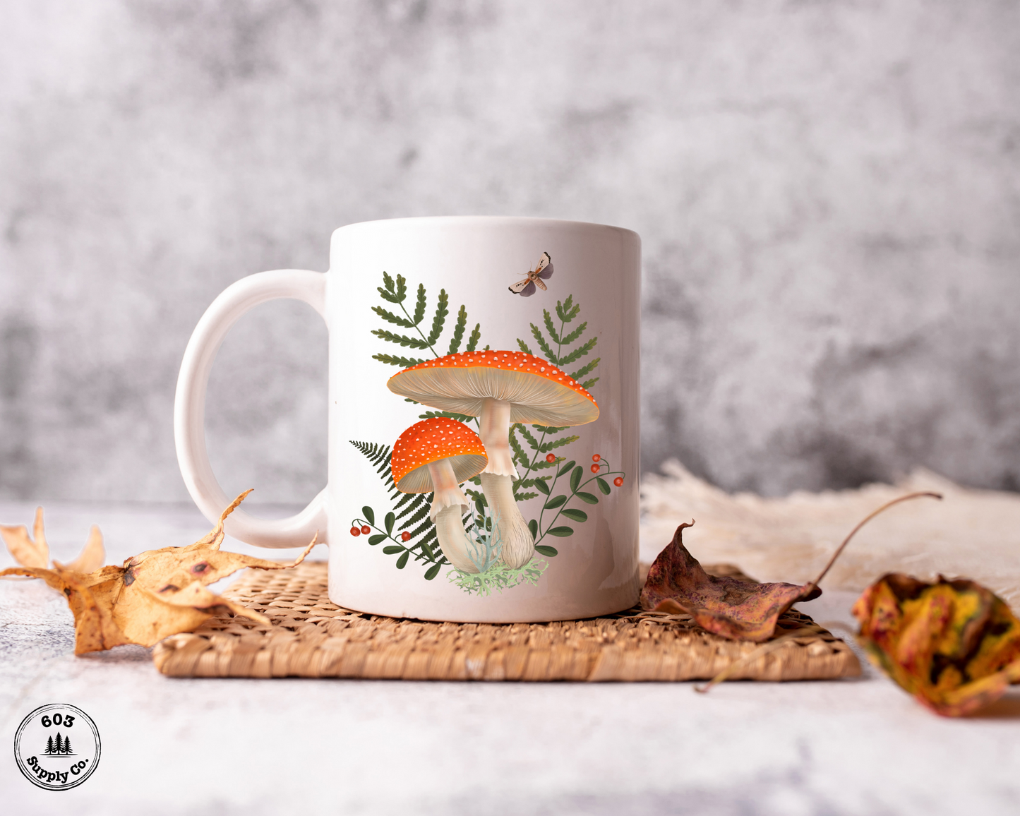 Fly Agaric Mushroom White Glossy Mug