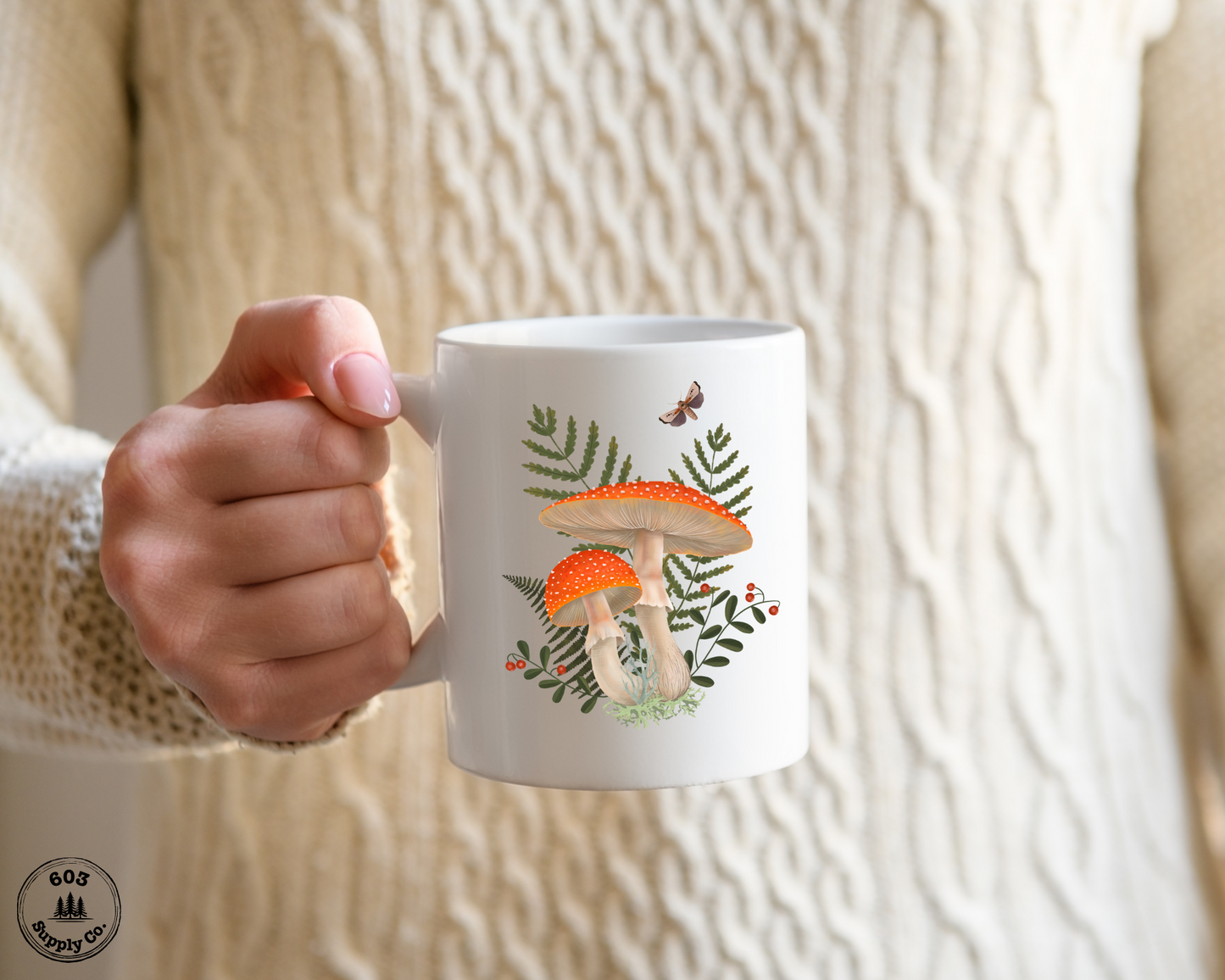 Fly Agaric Mushroom White Glossy Mug