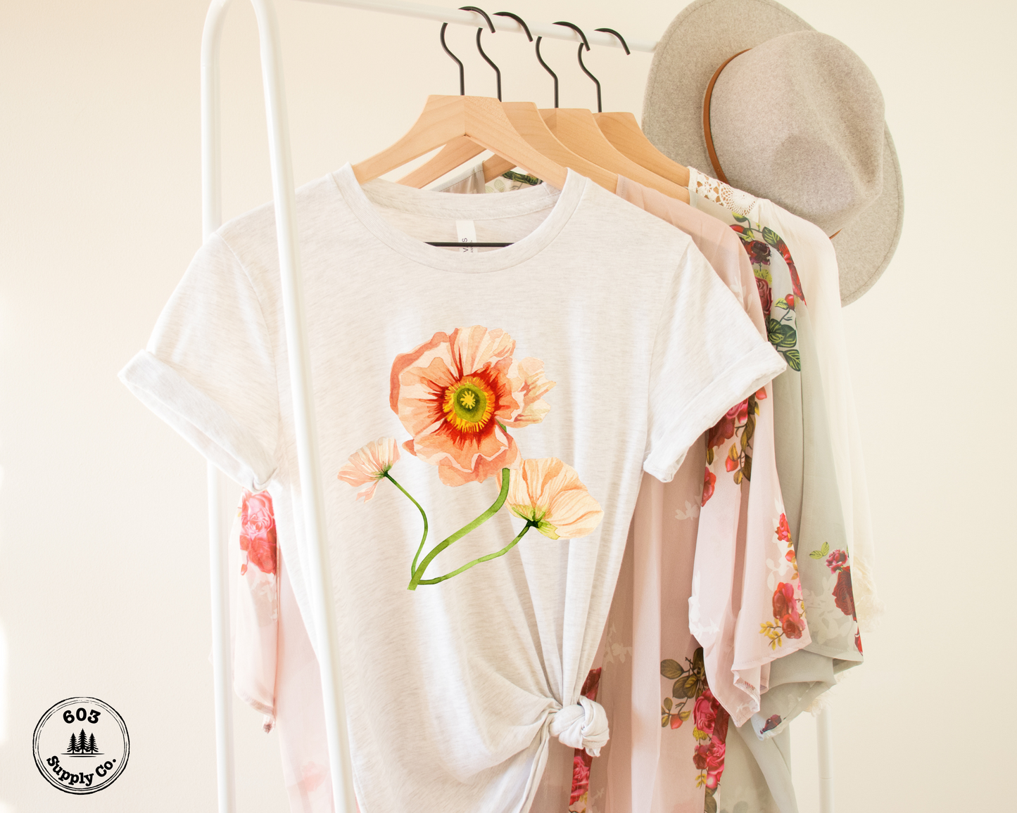 Peach Poppy Blossom - Unisex t-shirt