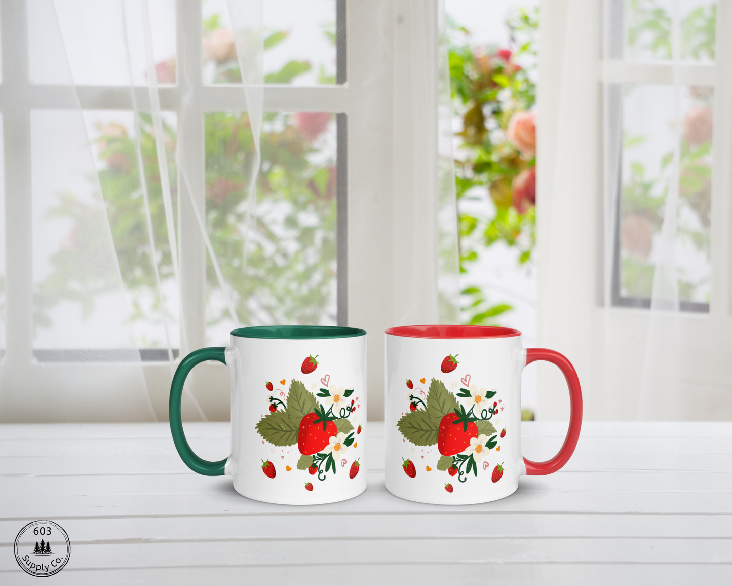 Strawberry Fields White Glossy Mug