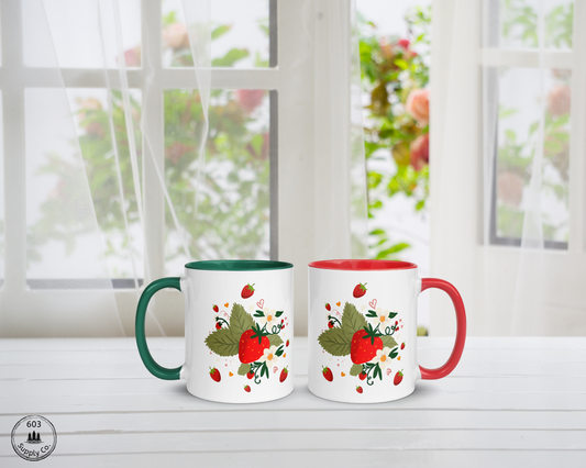 Strawberry Fields White Glossy Mug