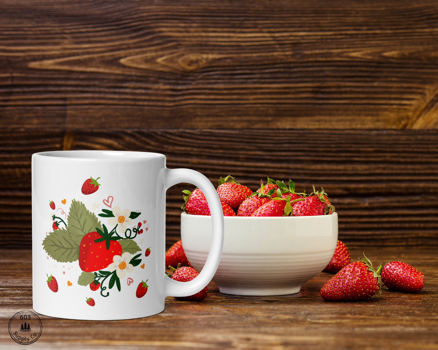 Strawberry Fields White Glossy Mug