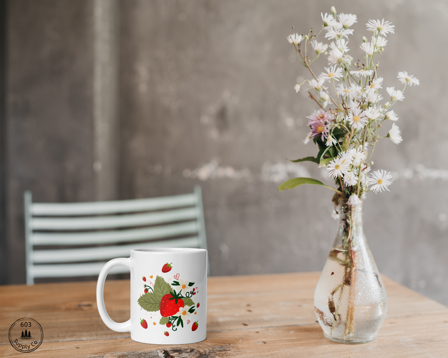 Strawberry Fields White Glossy Mug