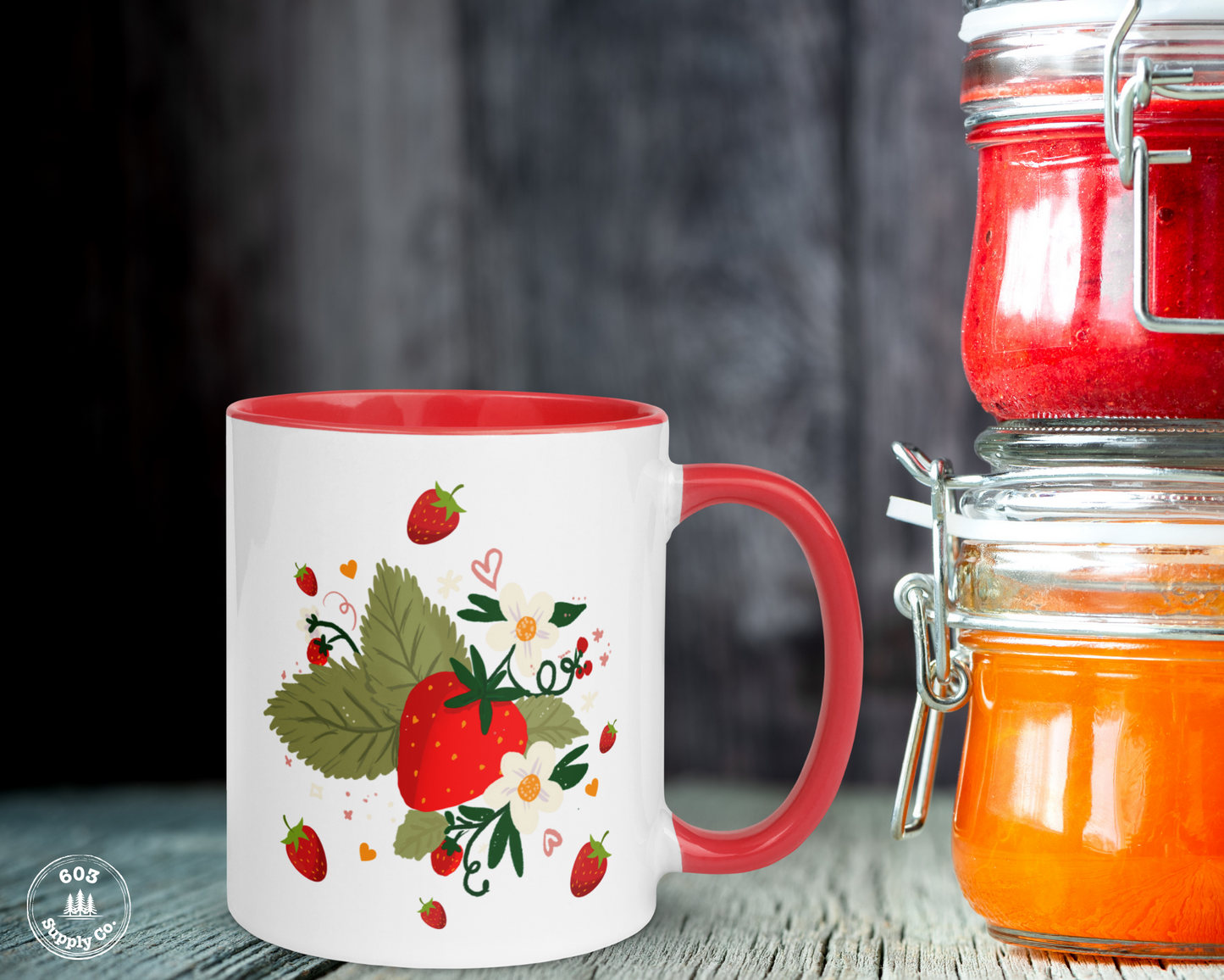 Strawberry Fields White Glossy Mug