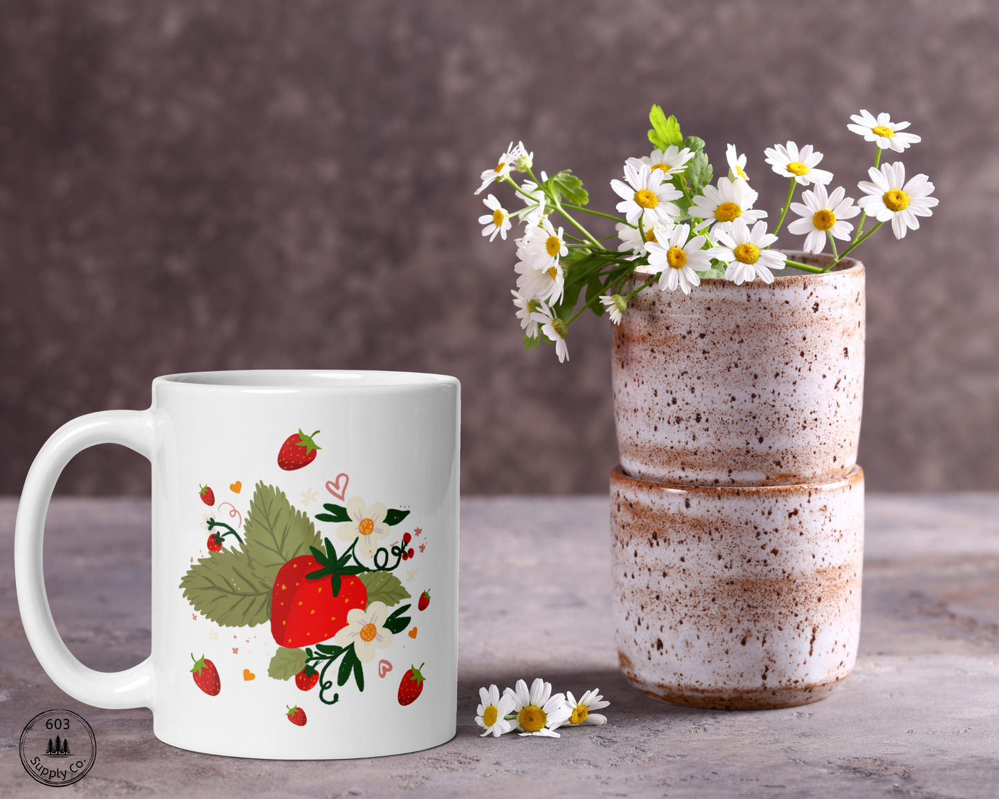 Strawberry Fields White Glossy Mug